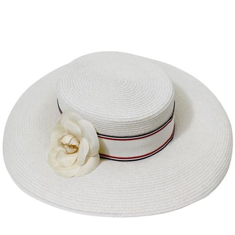 white chanel flower hat|Chanel hats black and silver.